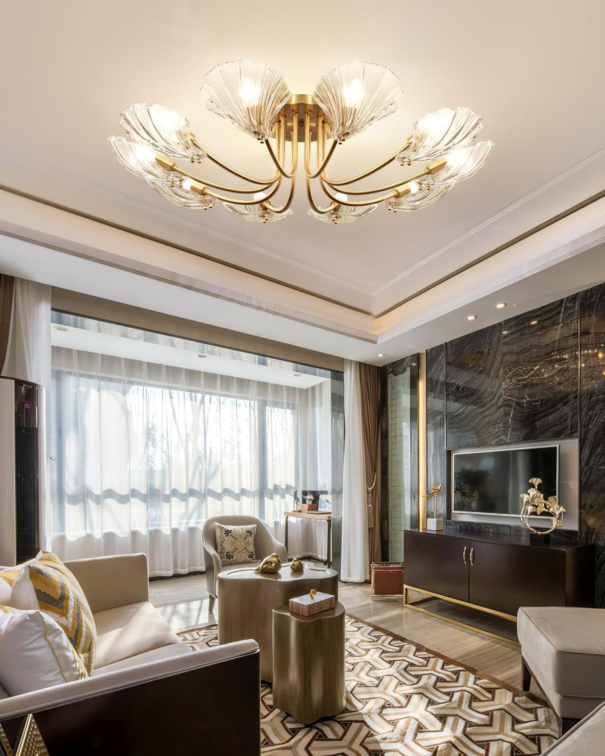 luxury-shell-brass-ceiling-lamp