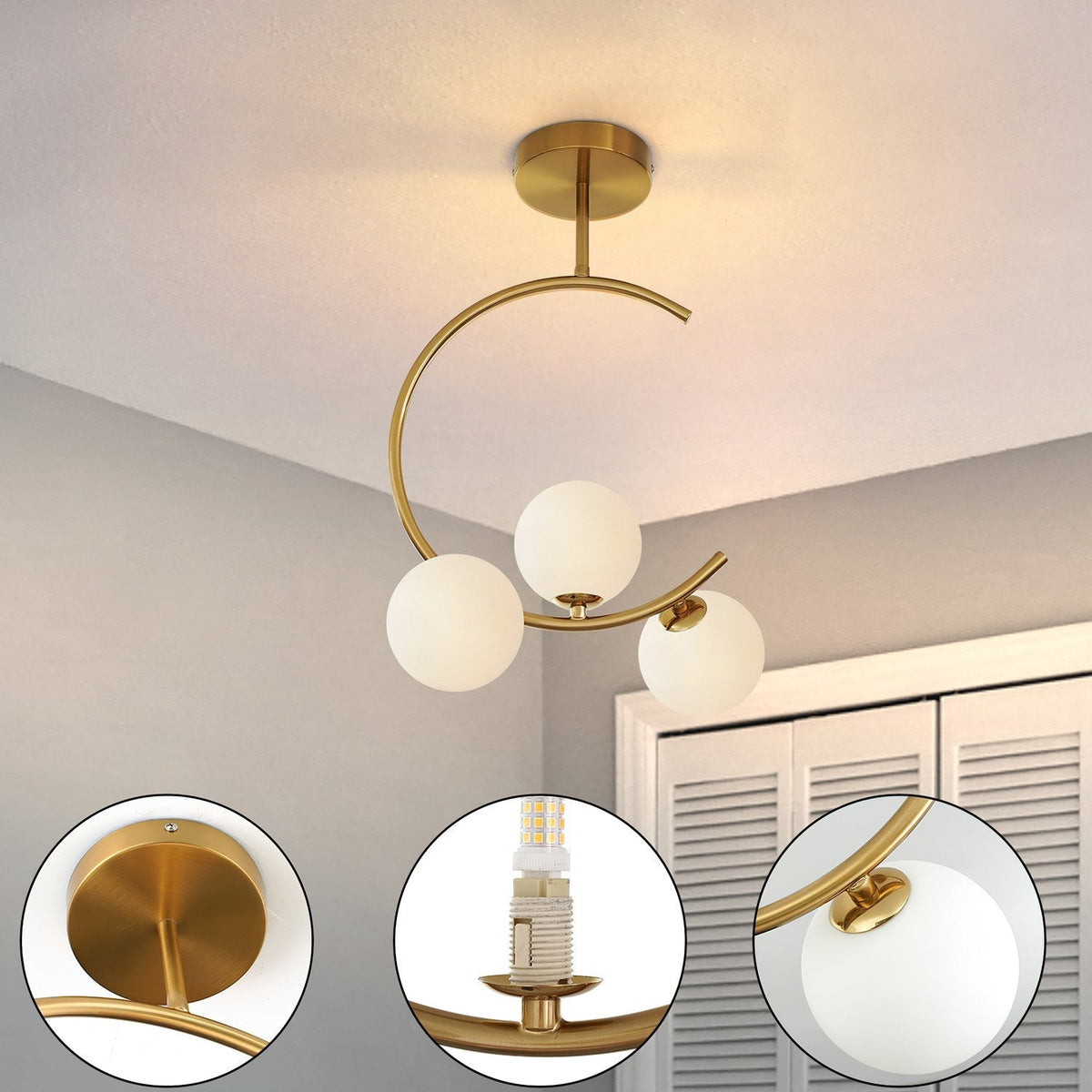 Meniscus Glass Ball Ceiling Lamp