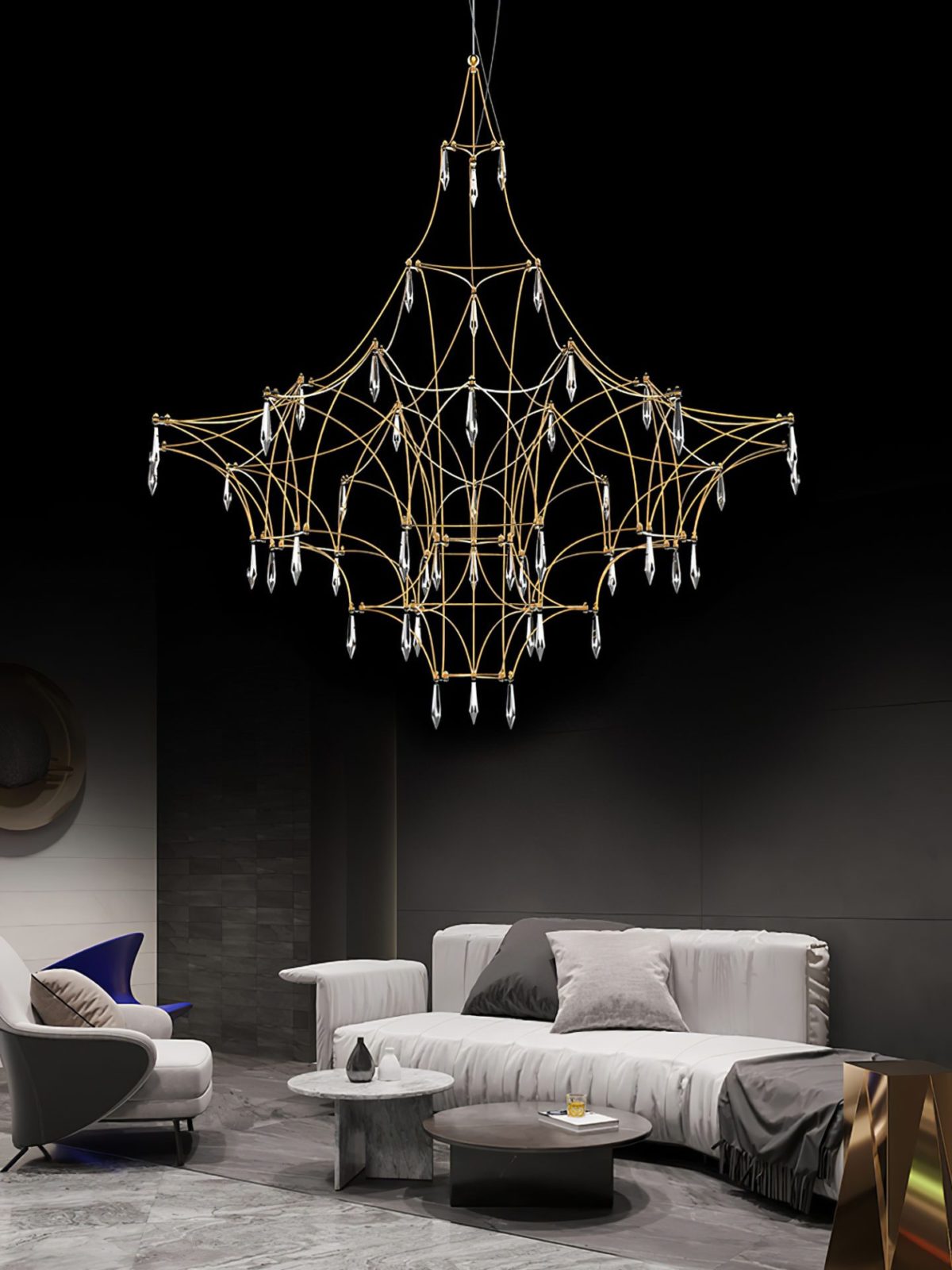 Mira Crystal Chandelier Modern LED Ceiling Light for Living Room & Hotel