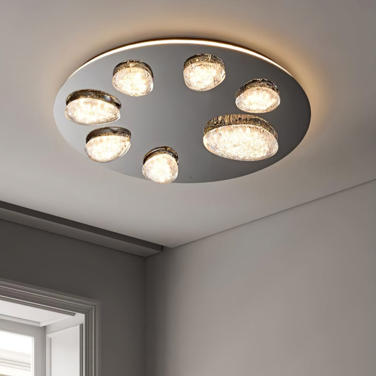 Modern LED Ceiling Light Luxury Acrylic Metal Flush Mount for Living Room Bedroom