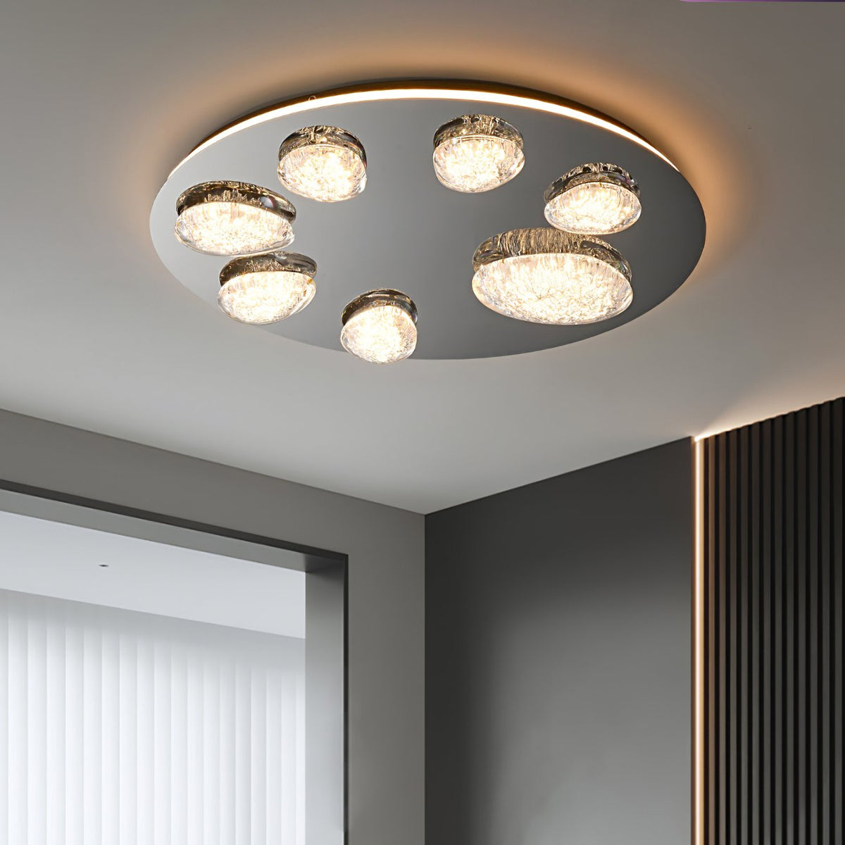 Modern LED Ceiling Light Luxury Acrylic Metal Flush Mount for Living Room Bedroom