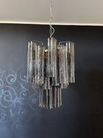 Fantastic Smoked Murano Glass Tube Chandelier