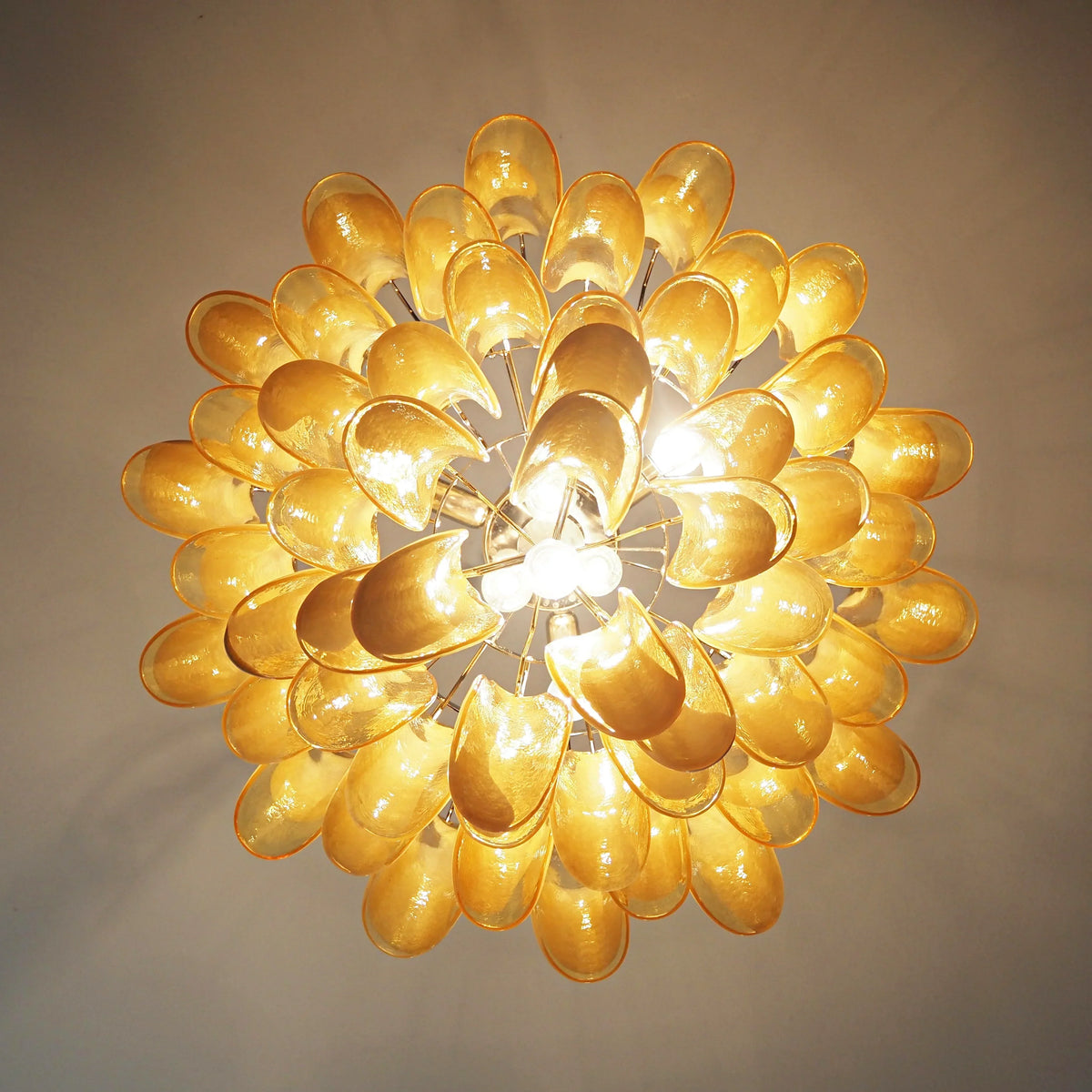 Vintage Caramels Glass Murano Petals Chandelier