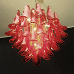 Vintage Red Glass Murano Petals Chandelier