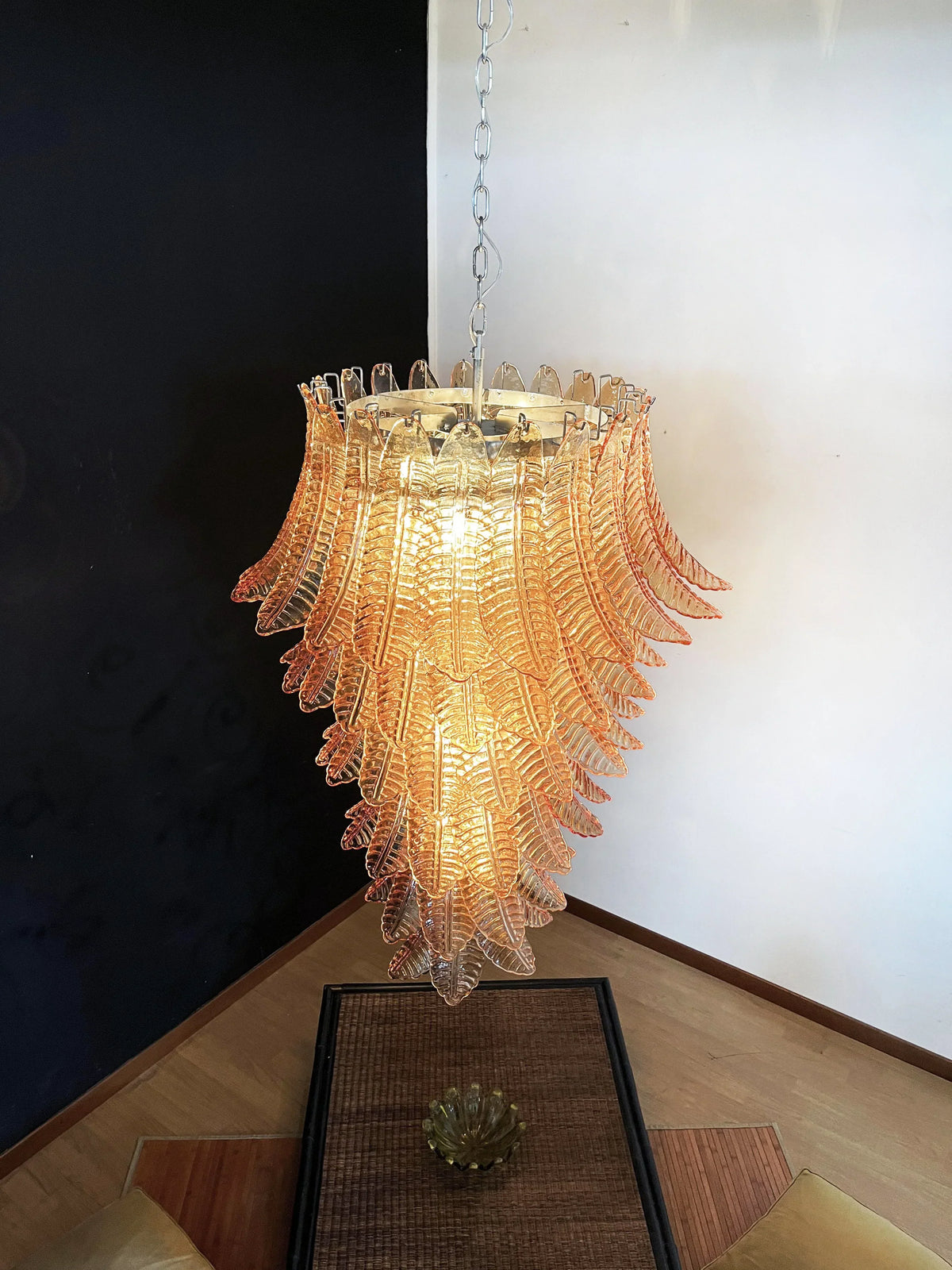 Murano Amber Felch Spiral Chandelier