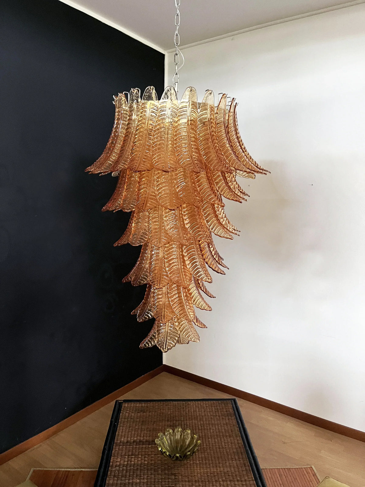 Murano Amber Felch Spiral Chandelier