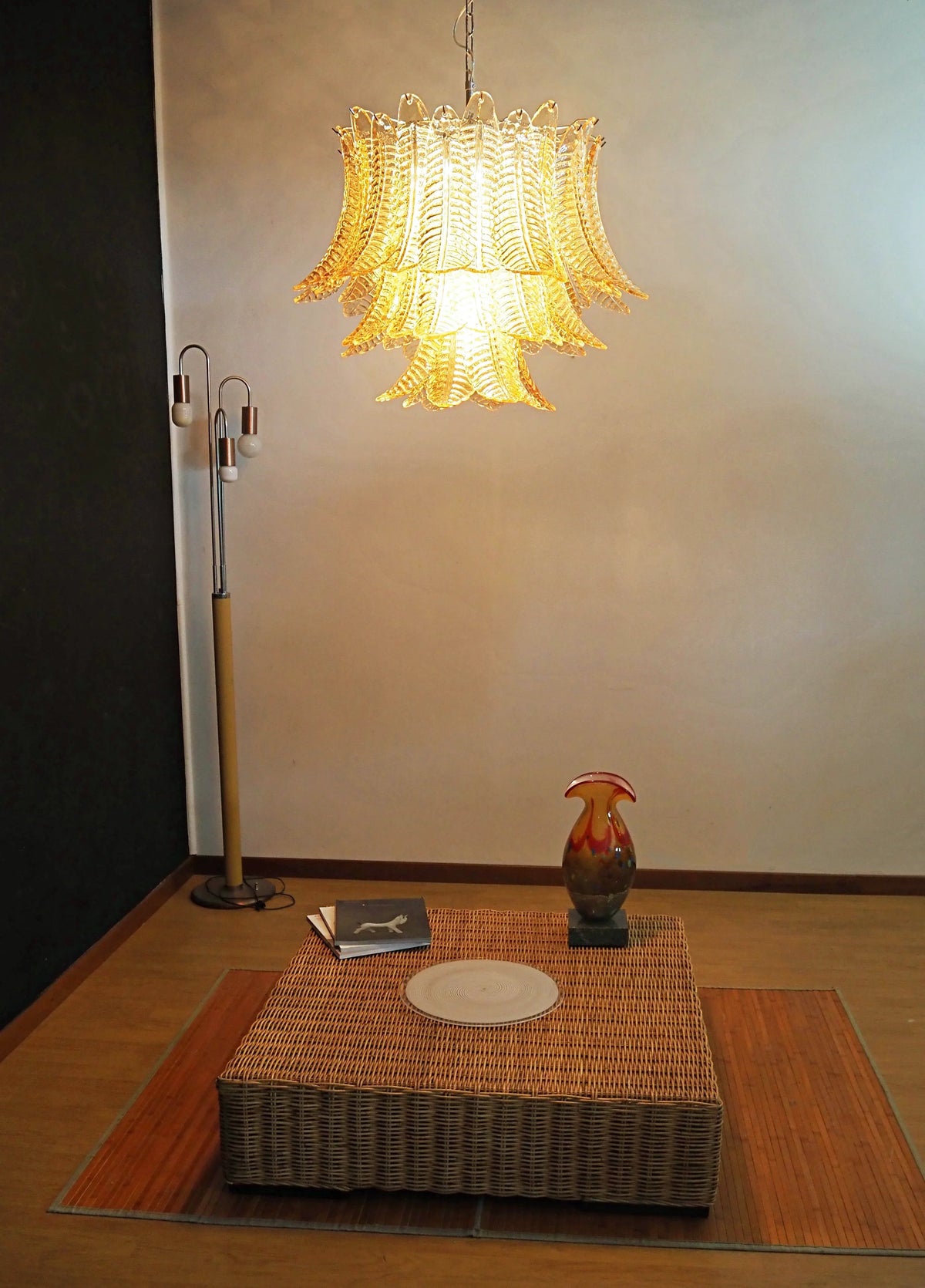 Murano Amber Ferns Glass Chandelier