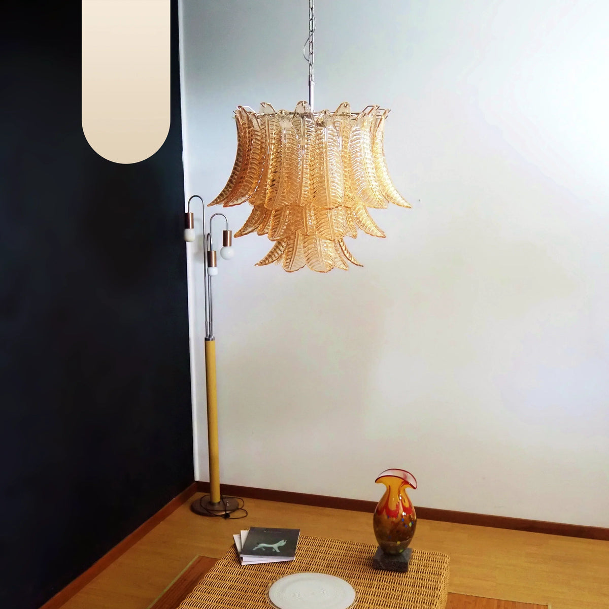 Murano Amber Ferns Glass Chandelier