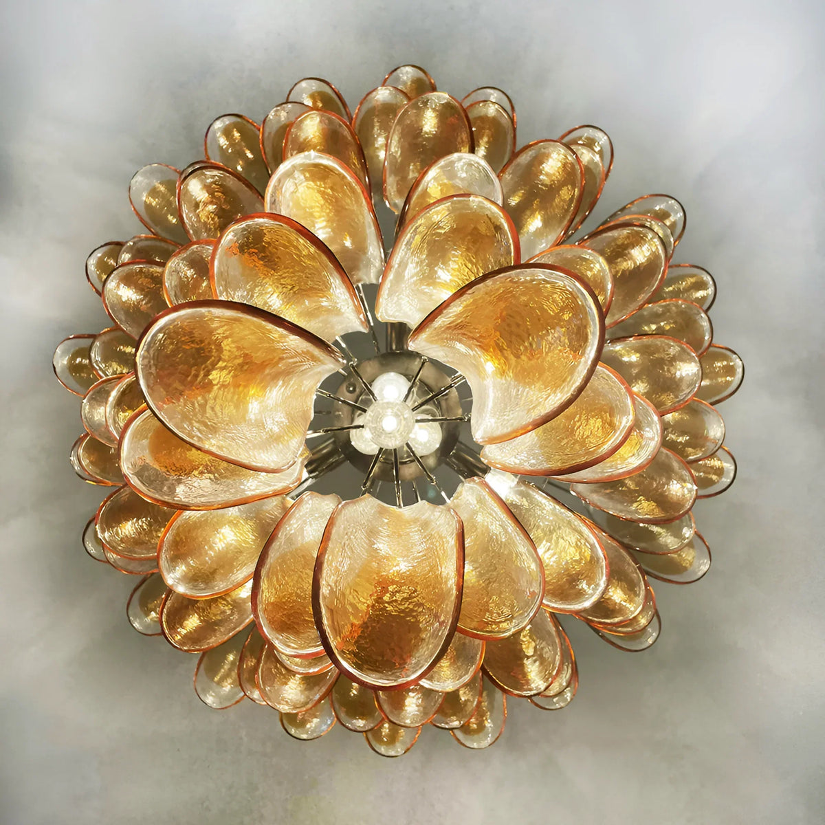 Murano Amber Glass Petals Chandelier 1