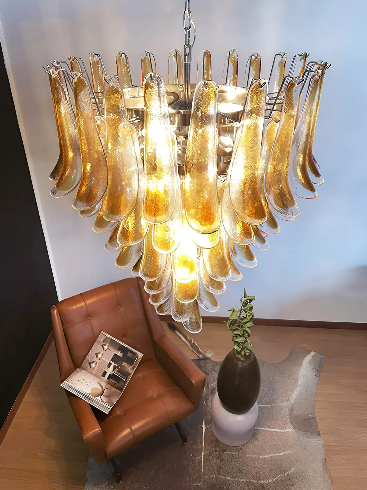 Murano Amber Glass Petals Chandelier 1