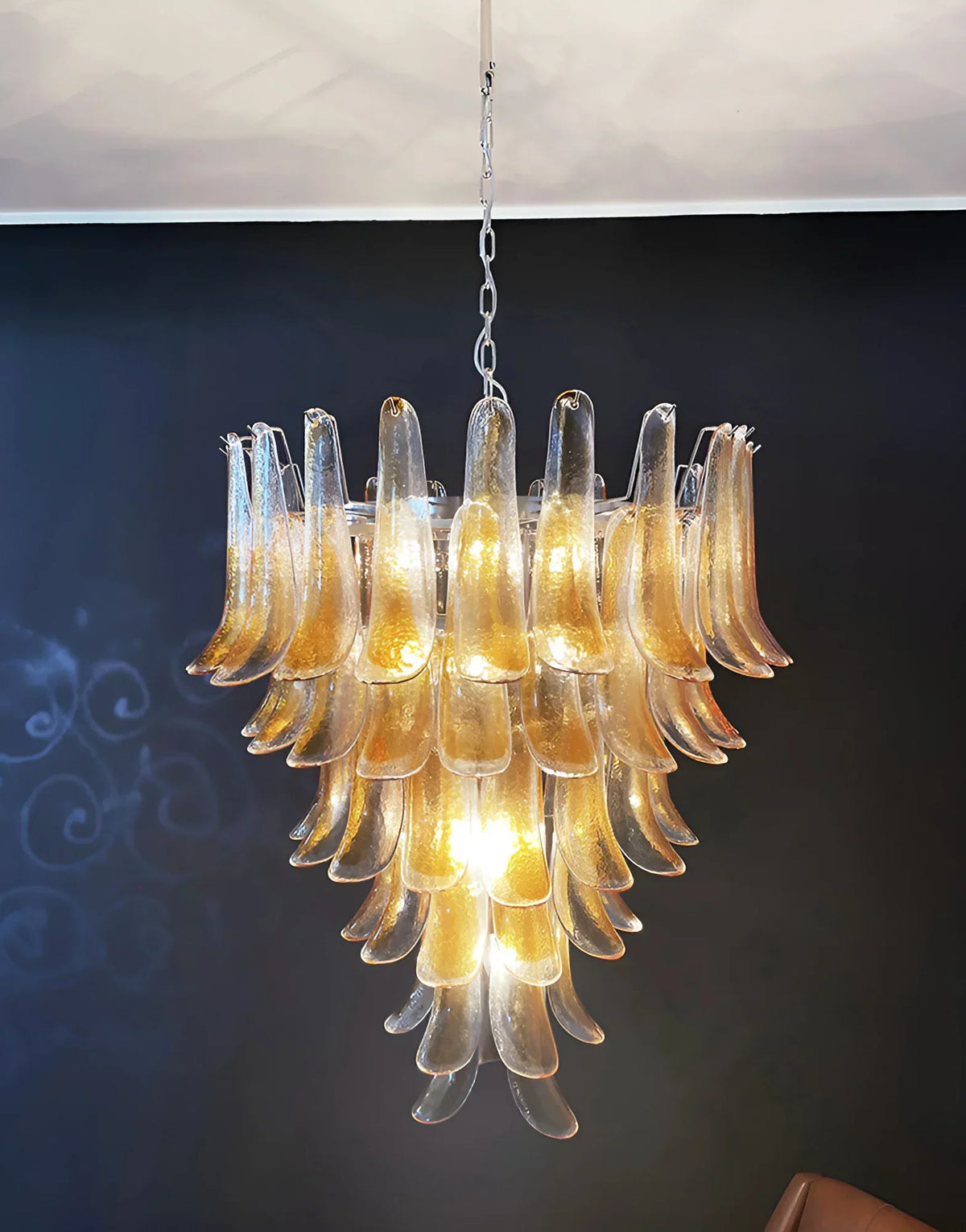 Murano Amber Glass Petals Chandelier 1