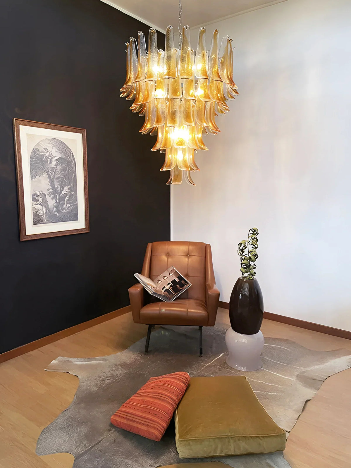 Murano Amber Glass Petals Chandelier 1
