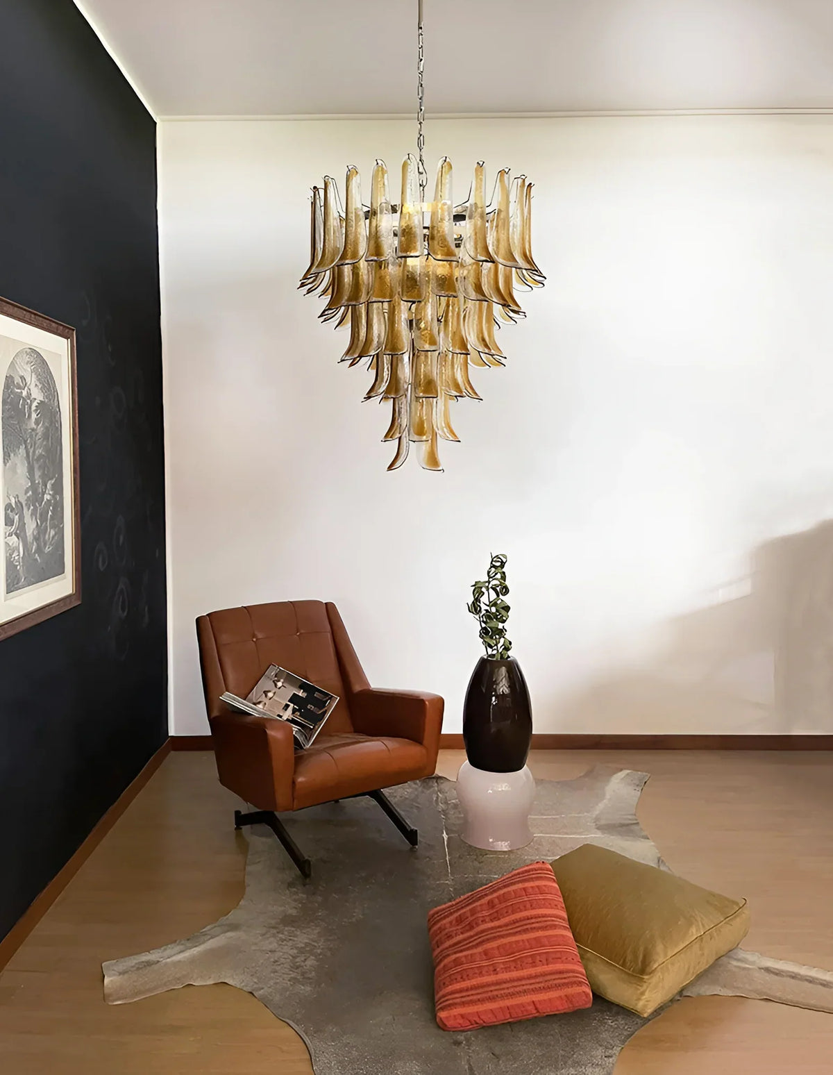 Murano Amber Glass Petals Chandelier 1