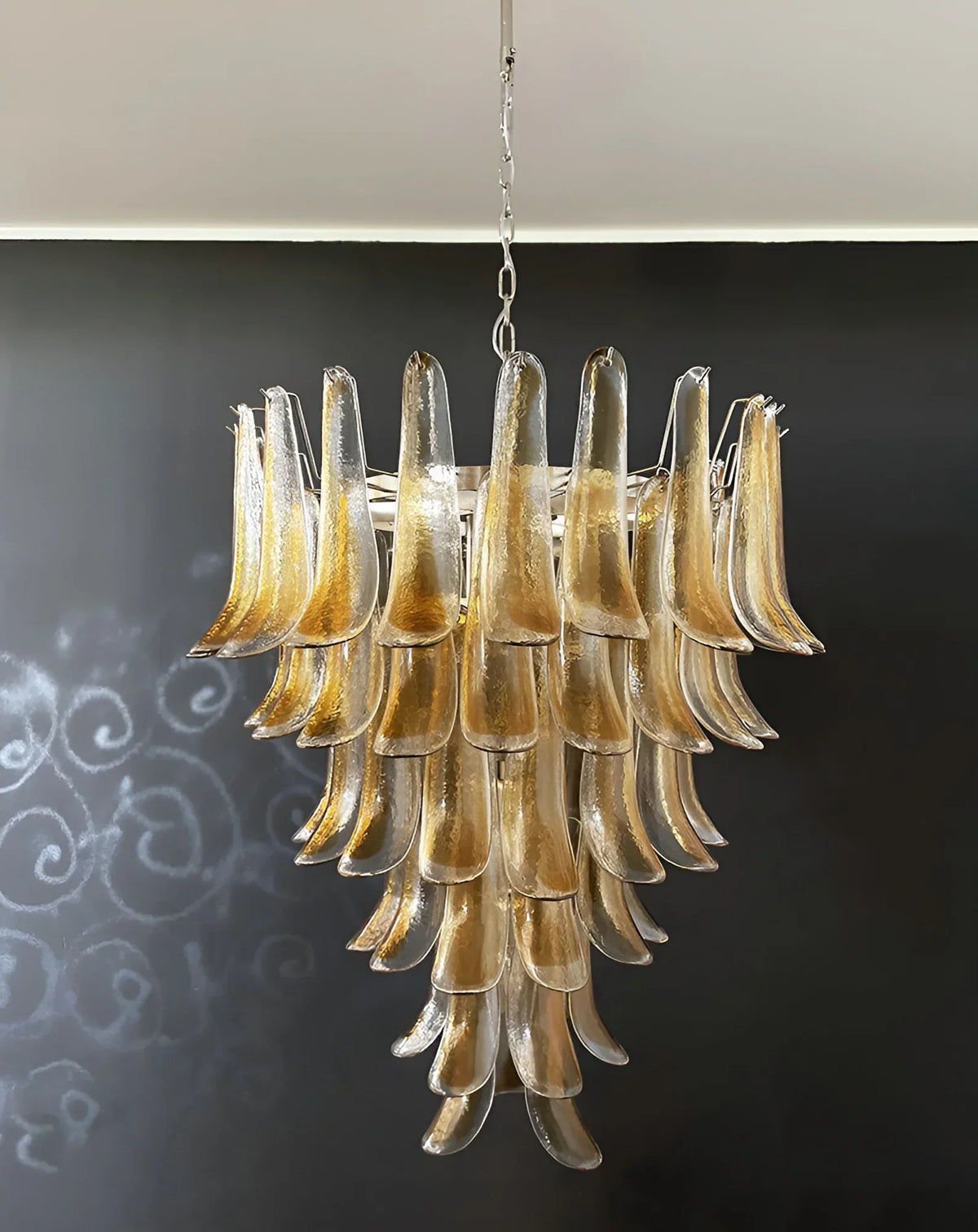 Murano Amber Glass Petals Chandelier 1