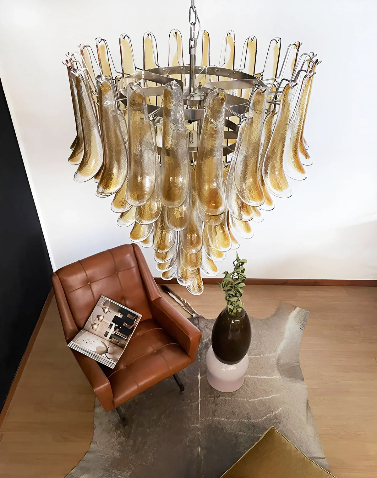 Murano Amber Glass Petals Chandelier 1