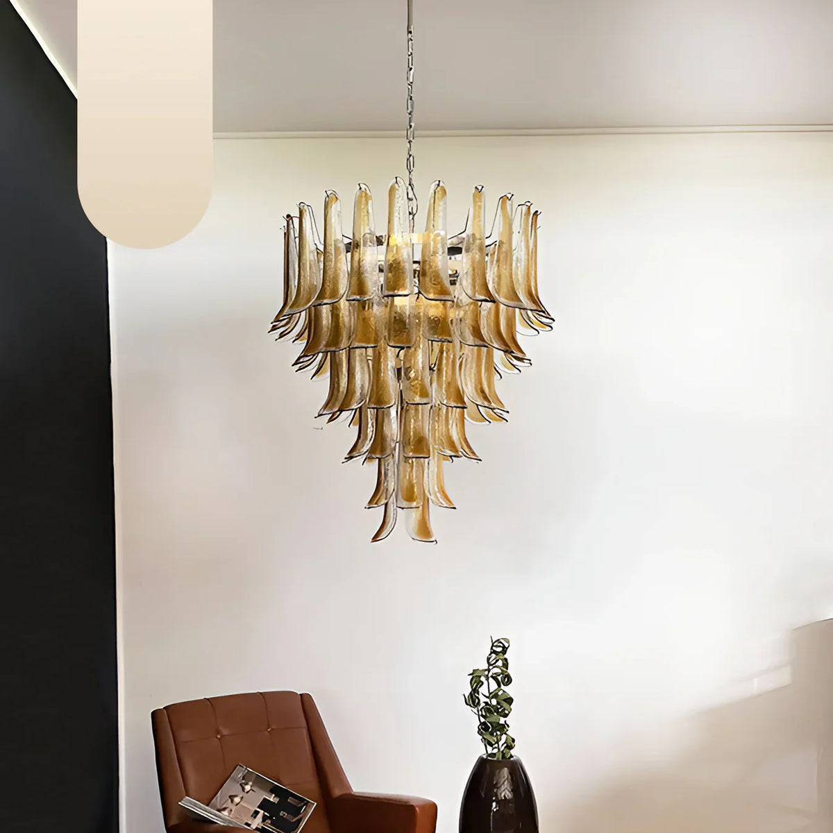 Murano Amber Glass Petals Chandelier 1