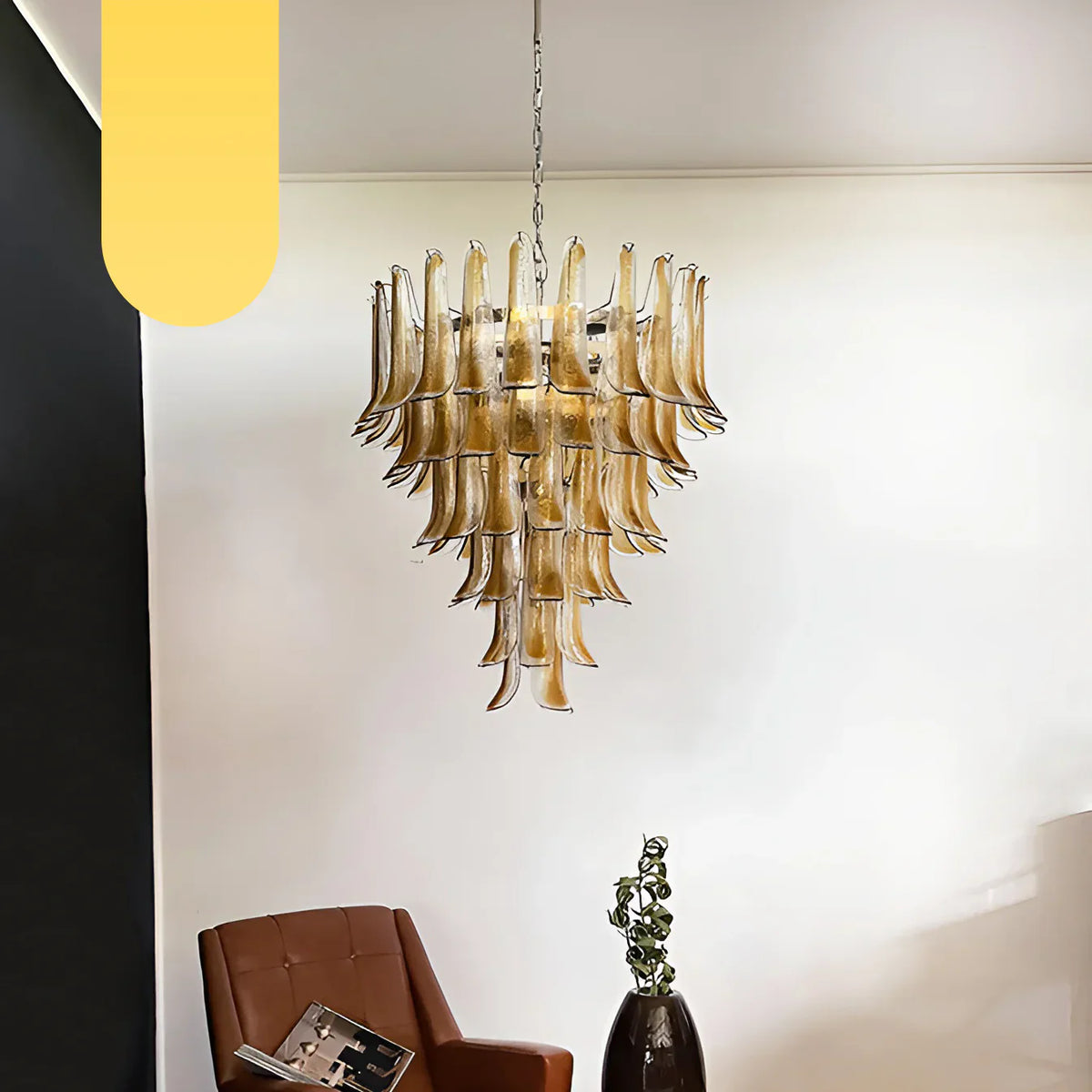 Murano Amber Glass Petals Chandelier 1