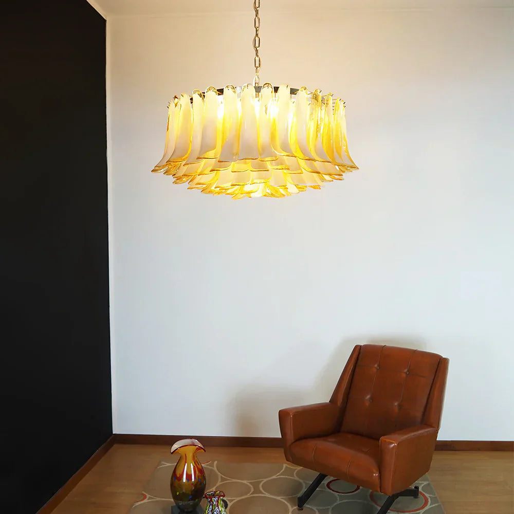 Murano Caramel Glass Petal Chandelier