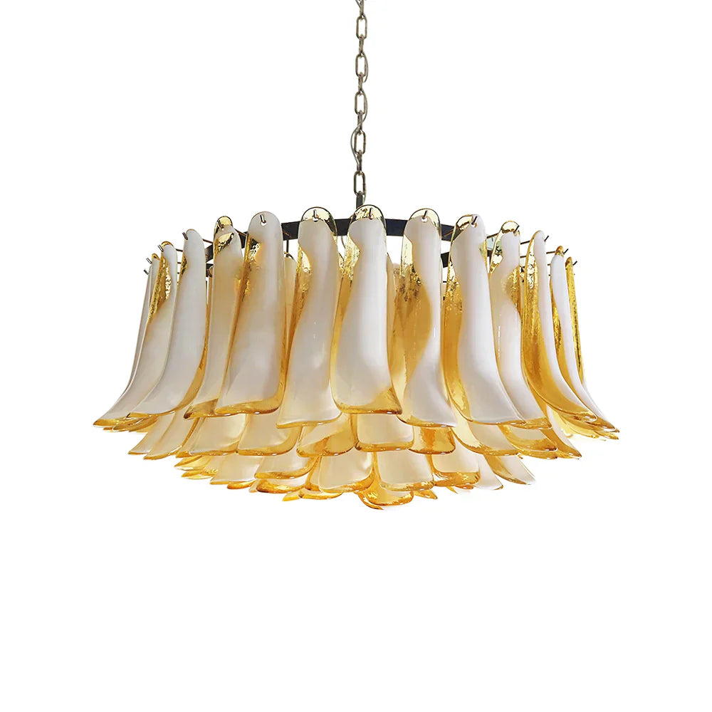 Murano Caramel Glass Petal Chandelier