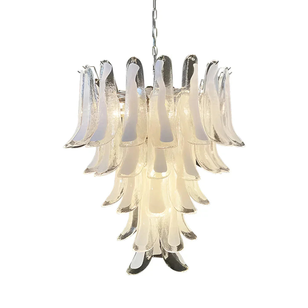 Vintage Transparent Murano Glass Petals Chandelier