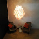 Huge Vintage Murano Pink Disks Chandelier