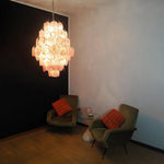 Huge Vintage Murano Pink Disks Chandelier