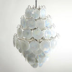 Huge Vintage Murano White Disks Chandelier