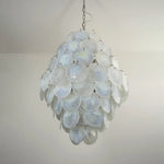 Huge Vintage Murano White Disks Chandelier