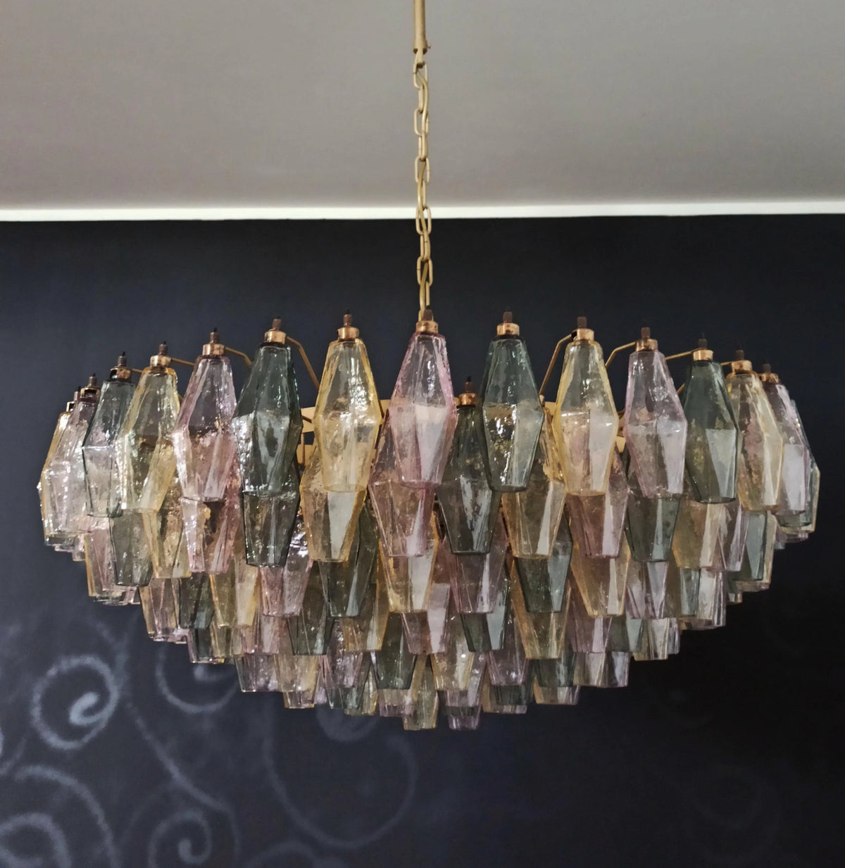 Murano Faceted Multicolor Glass Chandelier