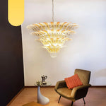 Murano Palmette Glass Amber Trasparent Chandelier