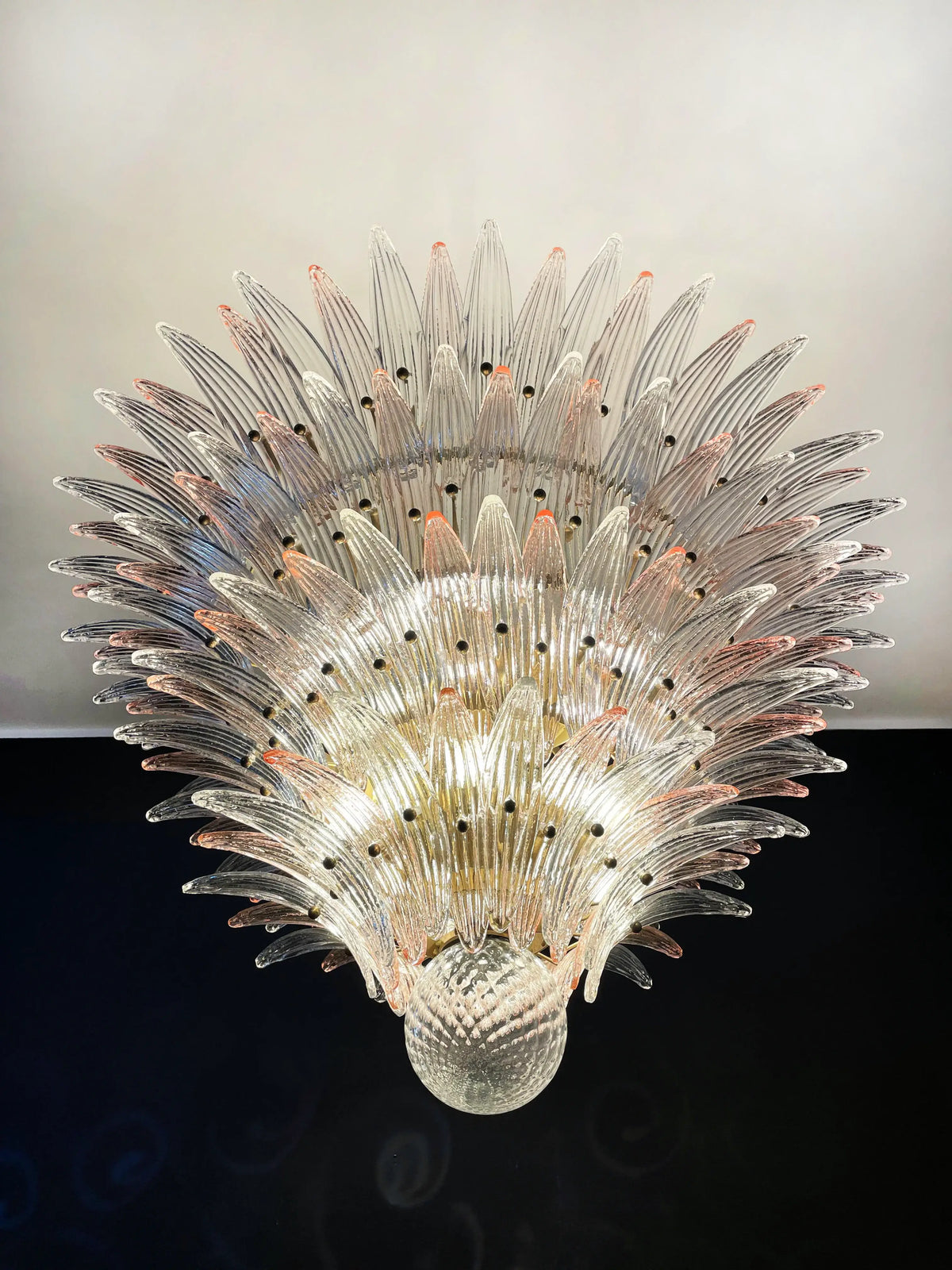 Murano Palmette Glass Pink Trasparent Chandelier