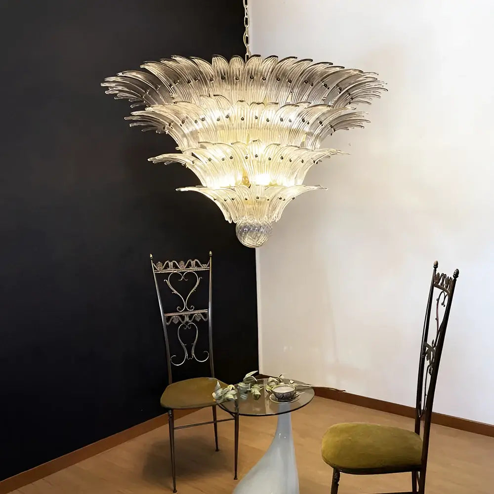 Murano Palmette Glass Smoked Chandelier