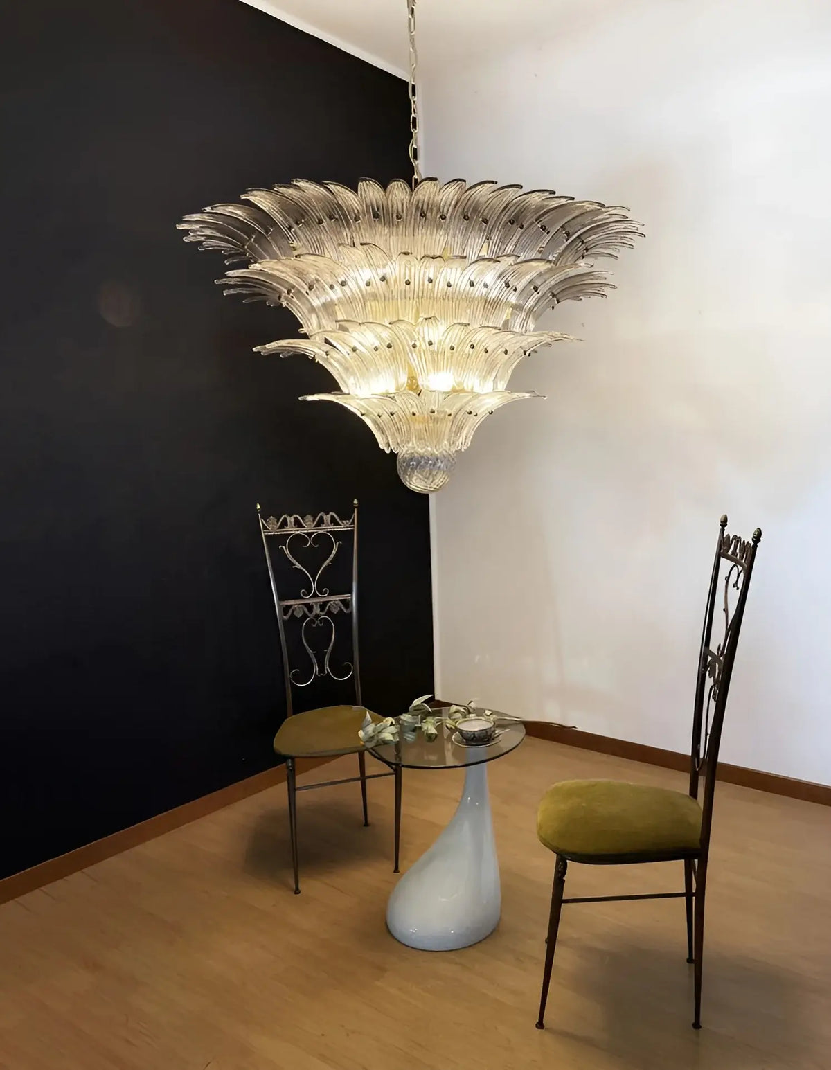 Murano Palmette Glass Smoked Chandelier