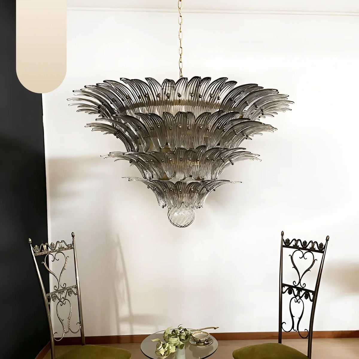 Murano Palmette Glass Smoked Chandelier