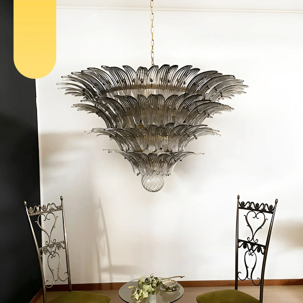 Murano Palmette Glass Smoked Chandelier