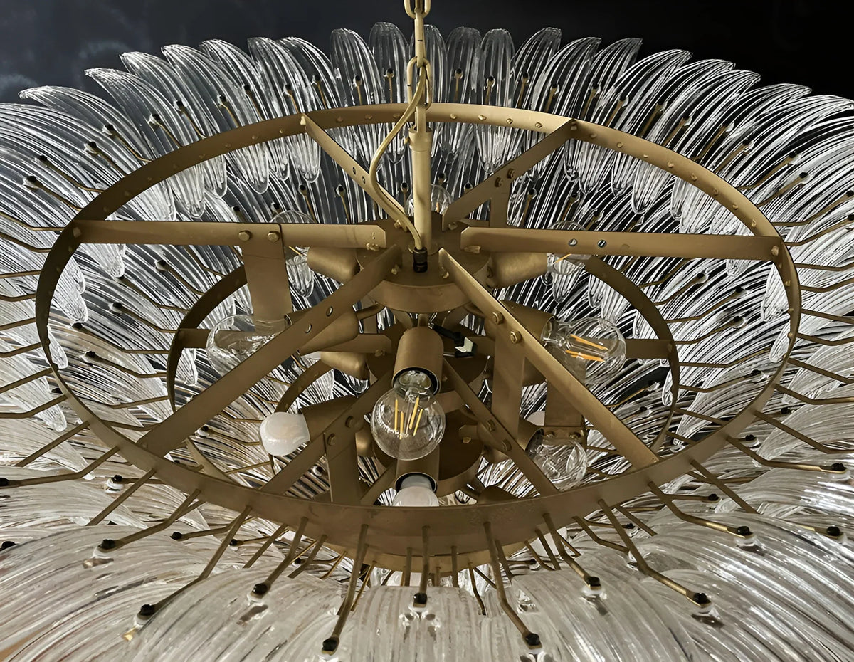 Murano Palmette Glass Transparent Chandelier