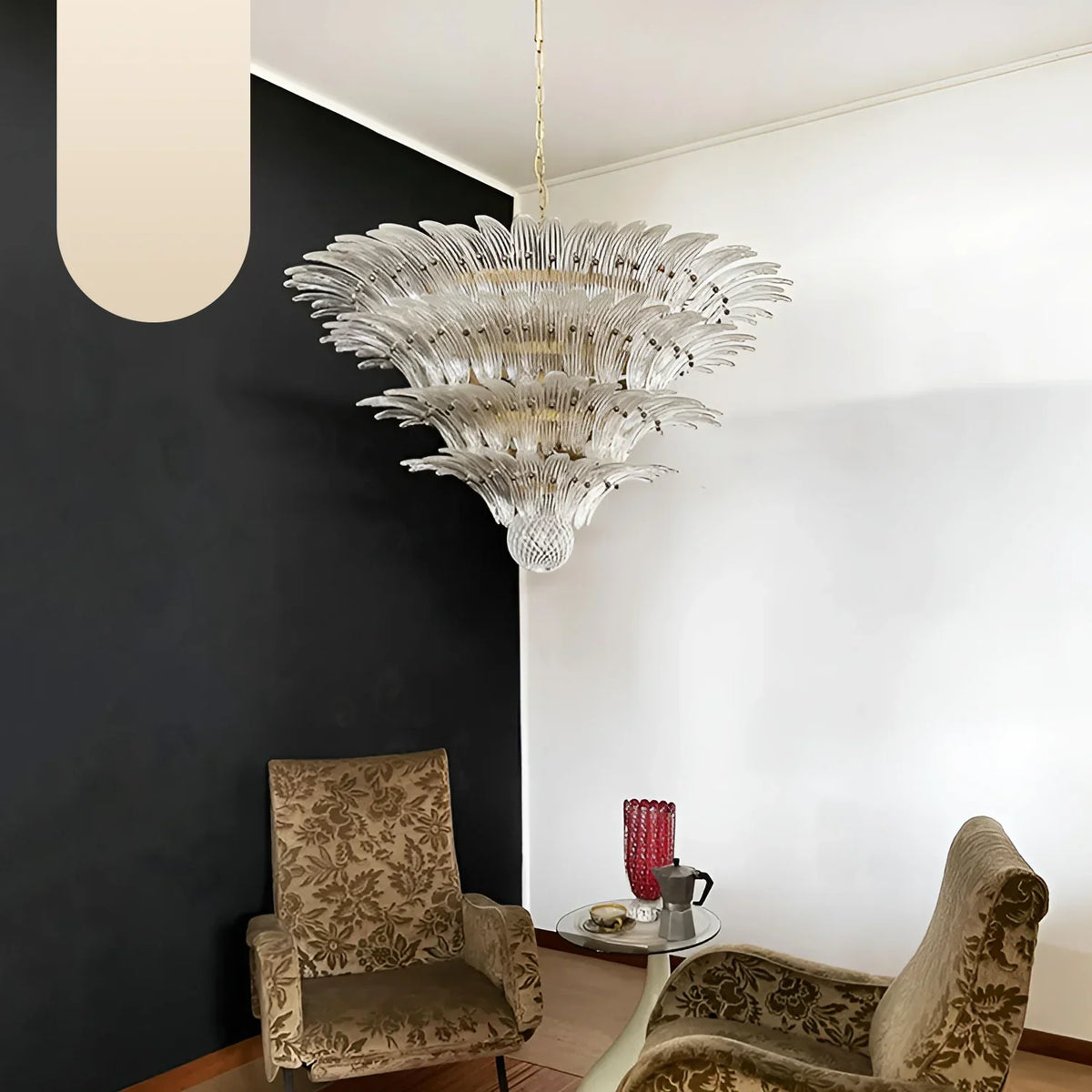 Murano Palmette Glass Transparent Chandelier