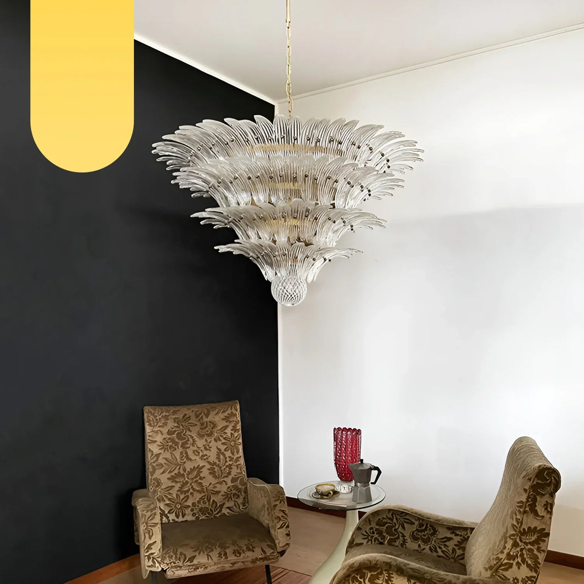 Murano Palmette Glass Transparent Chandelier