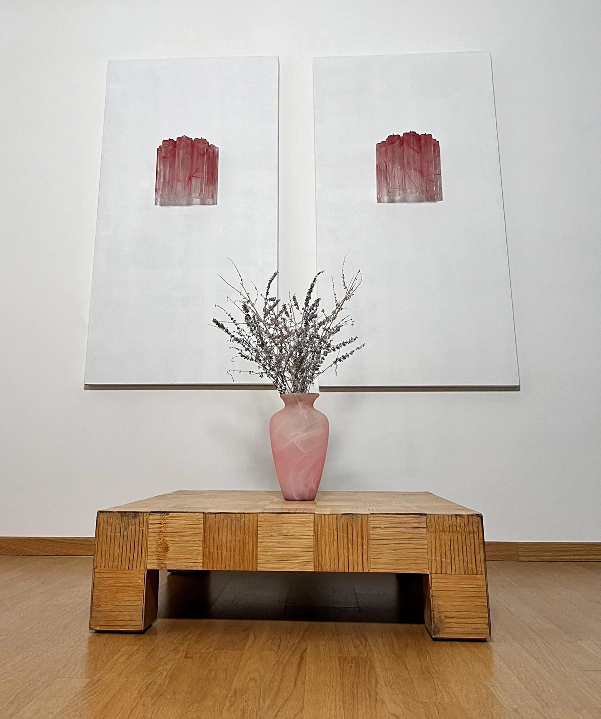Murano Pink Glass Tube Wall Lamp