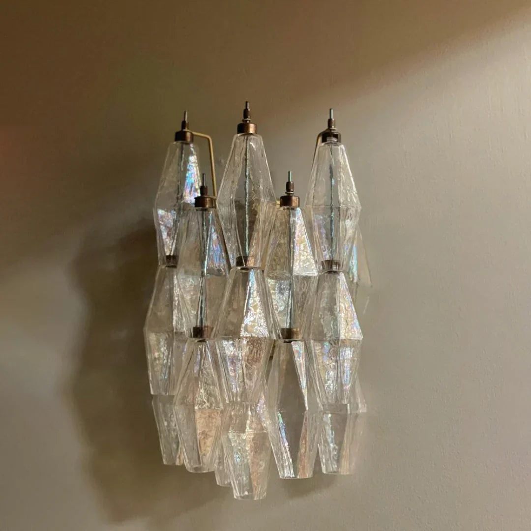 Murano Poliedri Transparent Glass Wall Sconces