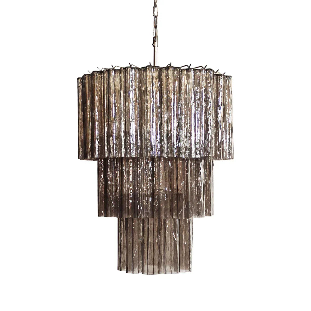 Murano Smoked Glass Tube Chandelier