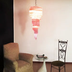 Murano Spiral Pink Prism Glass Chandelier