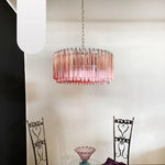 Murano Triedri Round Prisms Pink Chandelier
