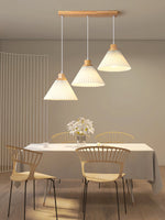 Pleated Wood Pendant Light Nordic Minimalist Dining Room Fixture