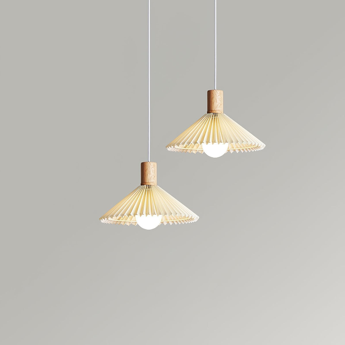Pleated Wood Pendant Light Nordic Minimalist Dining Room Fixture