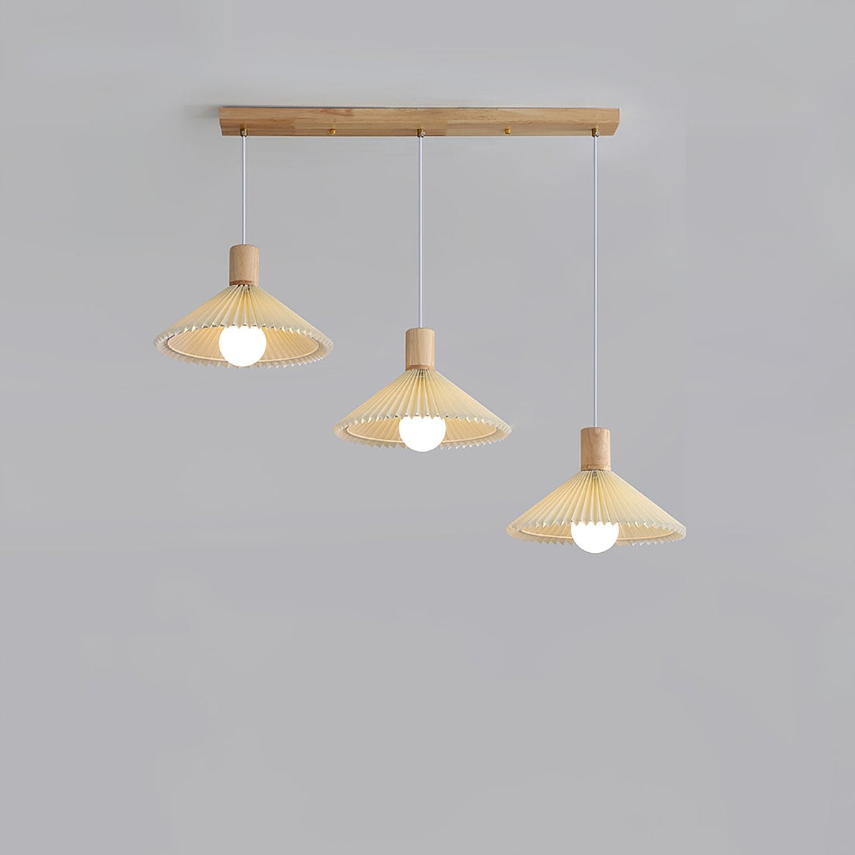 Pleated Wood Pendant Light Nordic Minimalist Dining Room Fixture