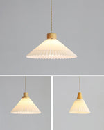 Pleated Wood Pendant Light Nordic Minimalist Dining Room Fixture