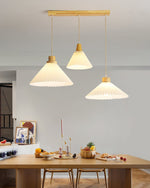 Pleated Wood Pendant Light Nordic Minimalist Dining Room Fixture