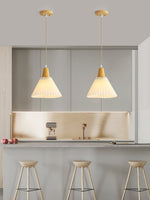 Pleated Wood Pendant Light Nordic Minimalist Dining Room Fixture