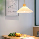 Pleated Wood Pendant Light Nordic Minimalist Dining Room Fixture